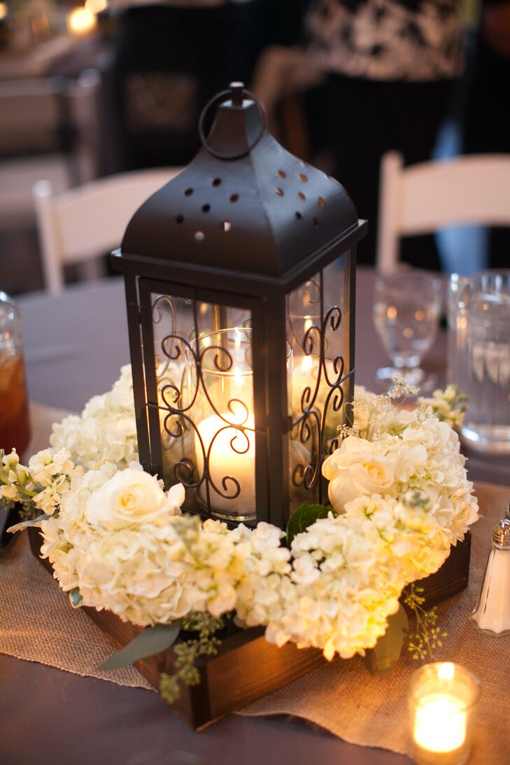 Rachel and Alexey drew a lot of inspiration for the wedding day decor from decorative lanterns and used them throughout, from the ceremony aisle to the reception centerpieces. "The theme itself was inspired by lanterns," Rachel says. "I saw a lantern used as a centerpiece on Pinterest, and I ended up basing everything off my lantern idea."