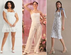 Collage of three bridal shower dresses for the bride 