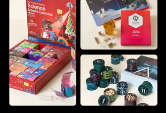 Science advent calendar, whiskey advent calendar and nut advent calendar collage