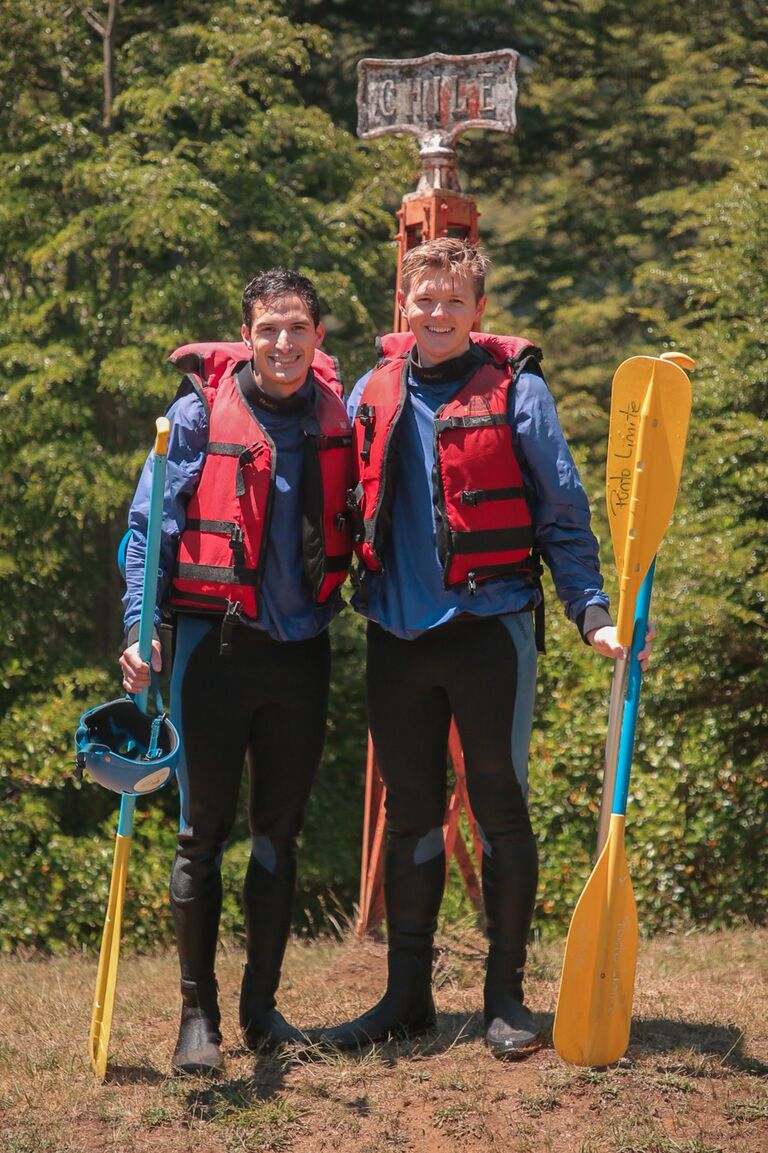 Bariloche, Argentina: Our celebratory photo after white water rafting!  