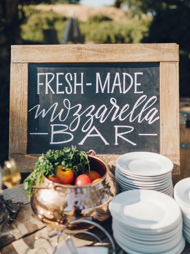 Mozzarella cheese bar for your outdoor summer wedding