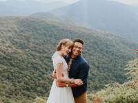 Couple posing for wedding portrait in North Carolina wilderness
