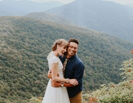 Couple posing for wedding portrait in North Carolina wilderness