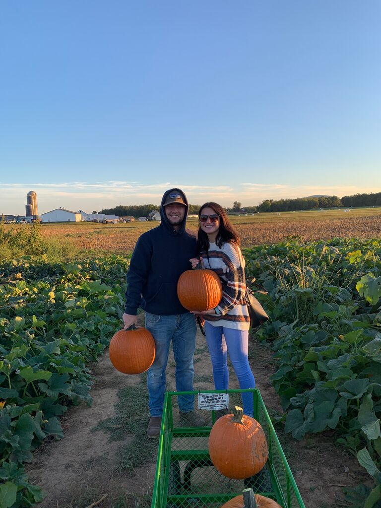 Pumpkin picking, where the competitiveness of our relationship began! 🎃