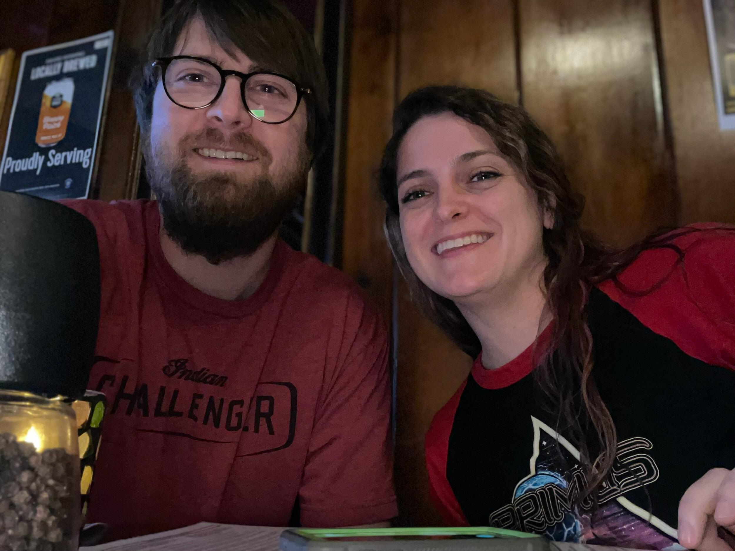 Eating dinner before seeing Primus in Milwuakee.