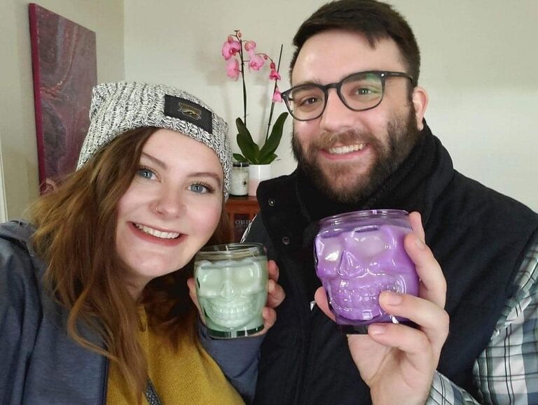 Pandemic year.... and just before Jared turned 30! Made these skull candles at Kalamazoo Candle Company.