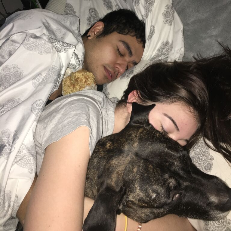 Christmas Snuggles - "You're hogging all the blanket!" he said.
