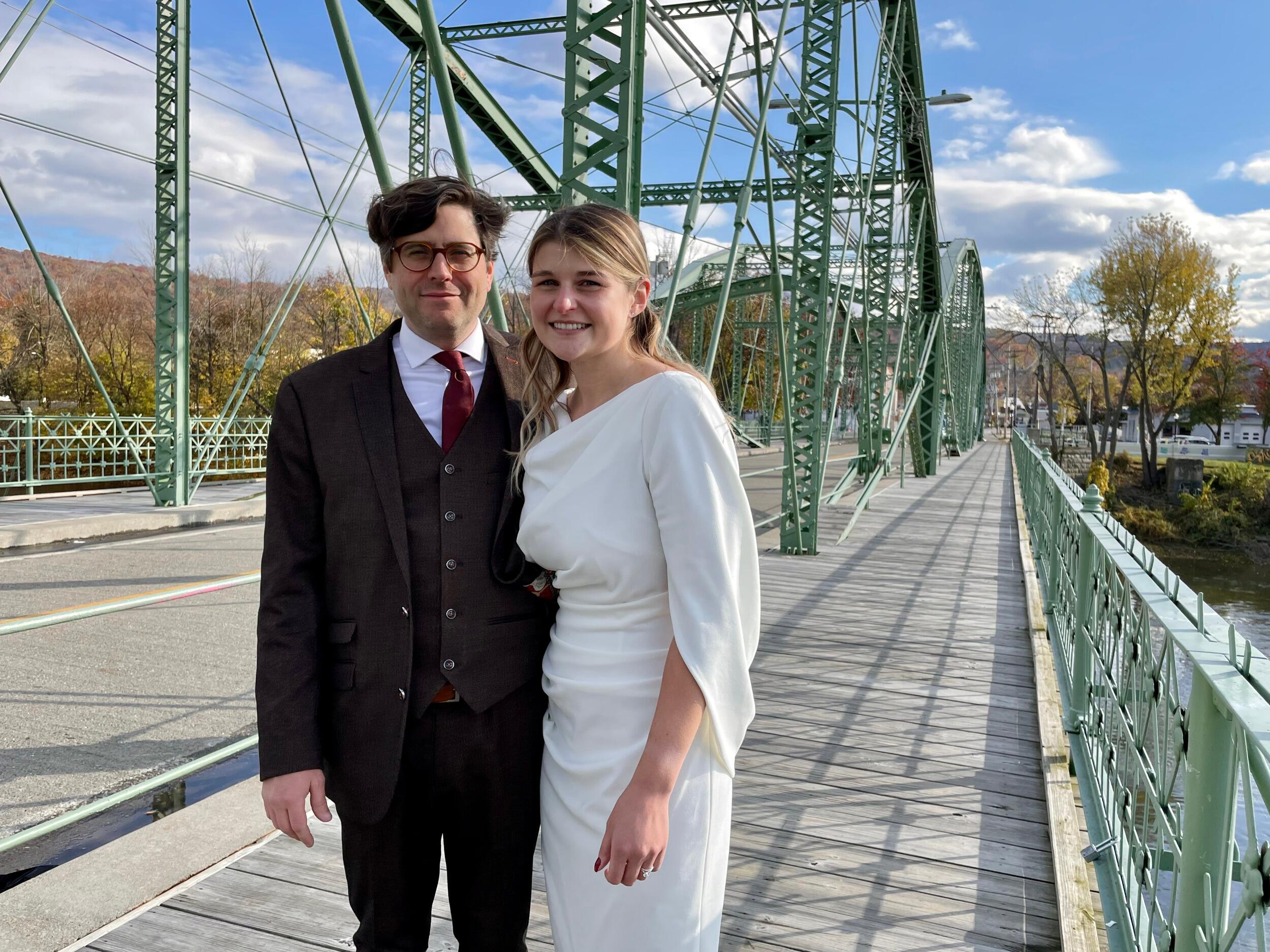 On Washington Street Bridge after getting married at Confluence Park nearby