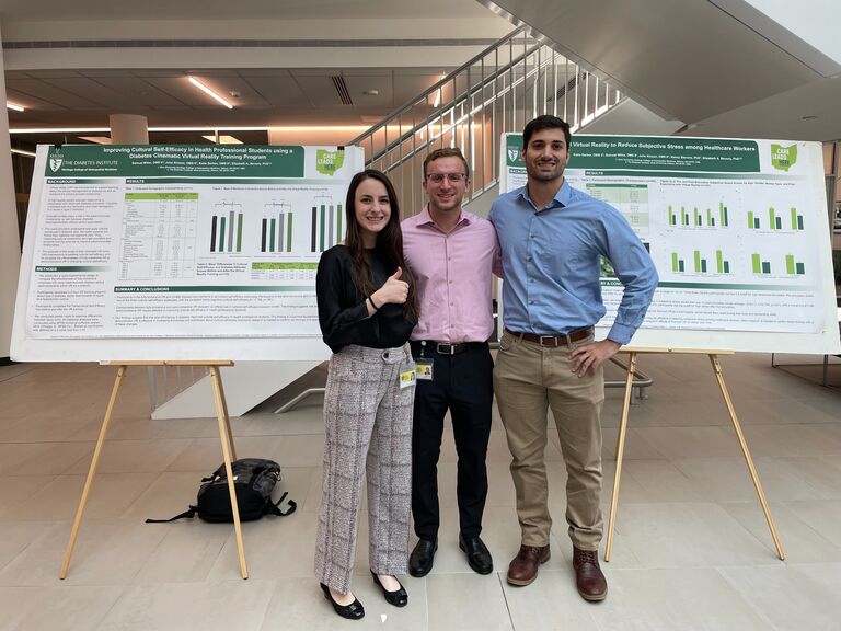 Presenting research. 