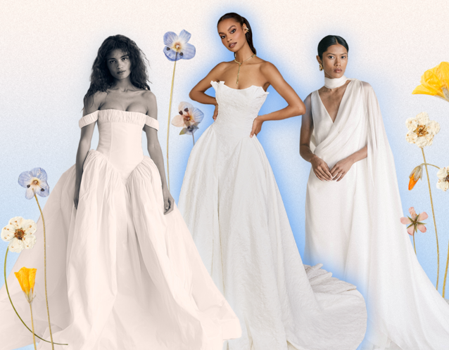 Collage of 2025 Wedding Dress Trends