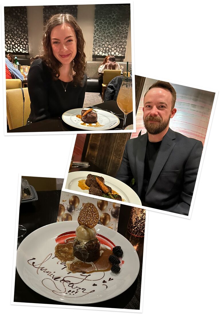 One whole year together! Our first anniversary dinner at Guard and Grace Steakhouse.