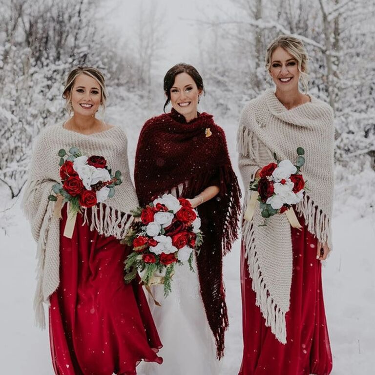 Bridesmaid dress with outlet shawl