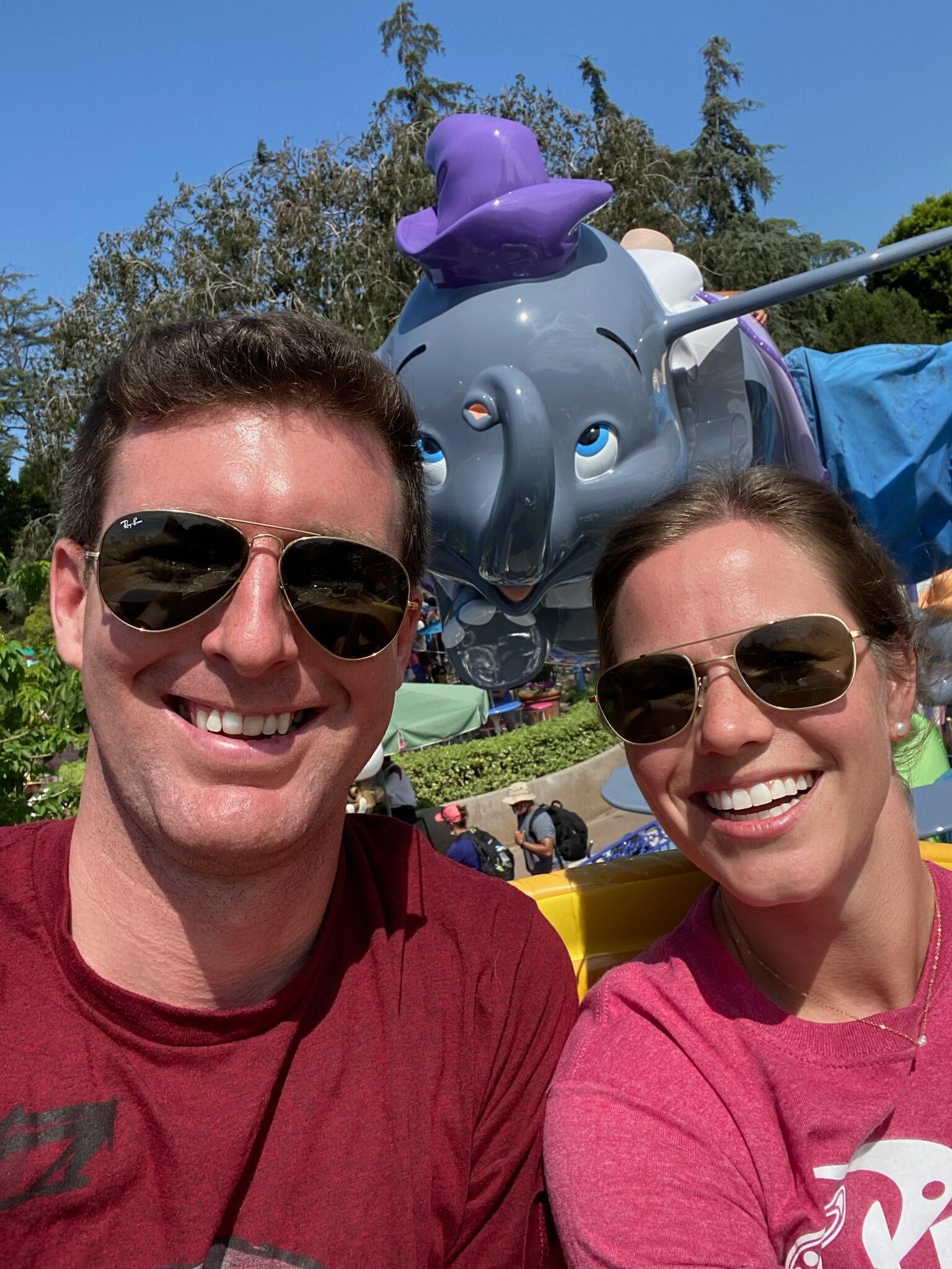 Bill and Gwen's first trip to Disneyland! The Dumbo ride was obviously a must. 