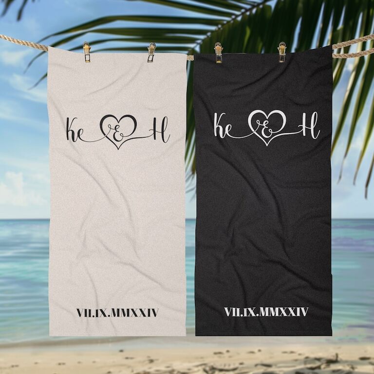 Monogrammed beach towels wedding gift