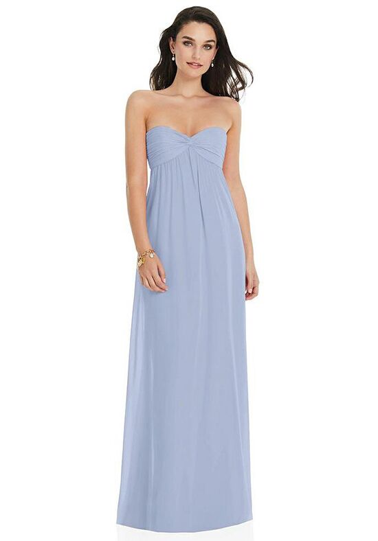 Twist Shirred Strapless Empire Waist Gown with Optional Straps - 3101