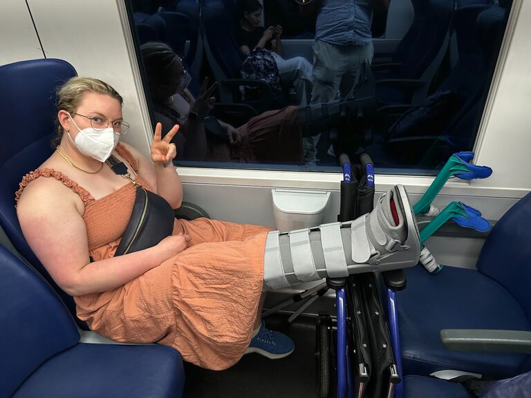 Sarah sprains ankle in Florence