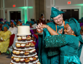 bride and groom in traditional Yoruba Nigerian wedding attire