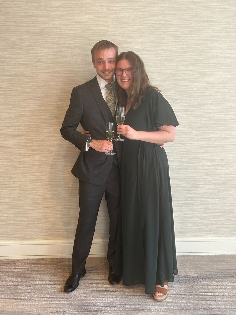 Celebrating together at a friend's wedding
