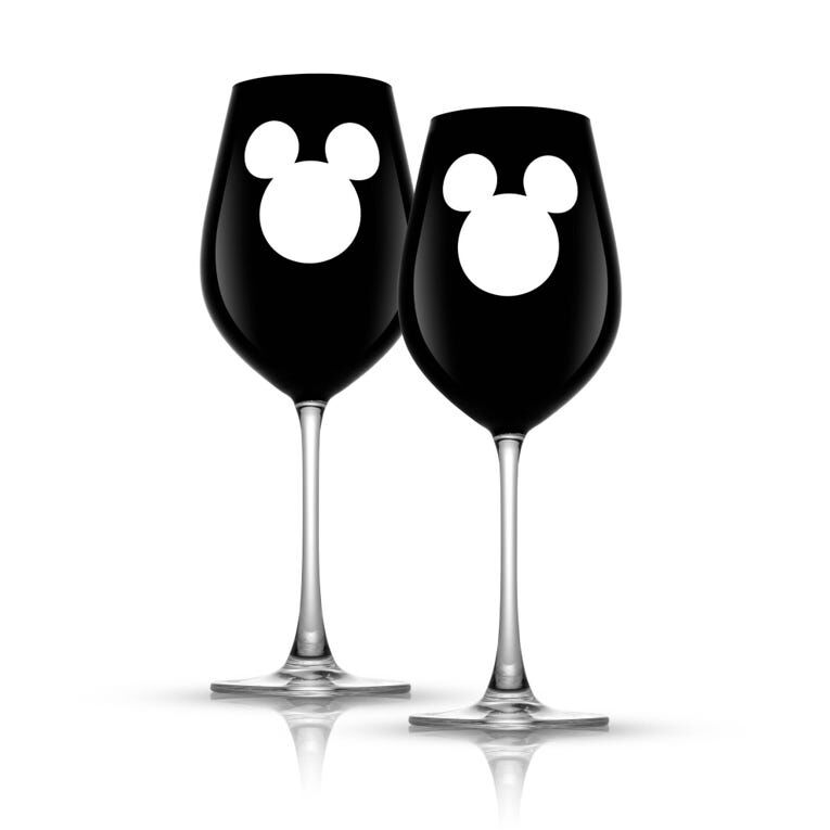 Disney Wine Glass Blue Stem Stemmed Epcot 35th Anniversary 16 oz.
