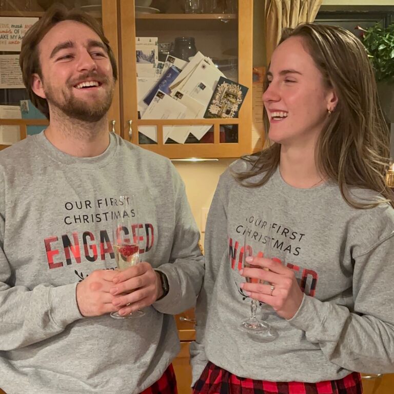 Thomas finally proposed at the bluffs where Lizzy and he went on their first date two years and seven months earlier. After she said yes, he took her to Maggiano’s and surprised her by flying her parents in to share in that special time.