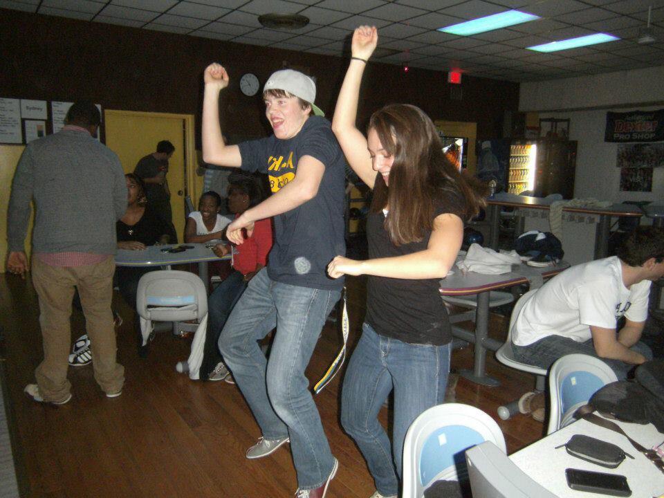 We were best friends before we started dating. We met at the sports' team physicals for the swim team as freshmen at Ithaca College. Justin immediately approached Lainey and  started talking about our shared experiences as distance swimmers. We spent a lot of time together outside the pool going bowling, getting frozen yogurt and watching movies. We had a connection from the start.