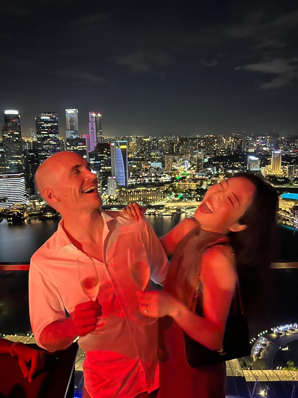 Living our Crazy Rich Asians moments...but half white... at Marina Bay Sands