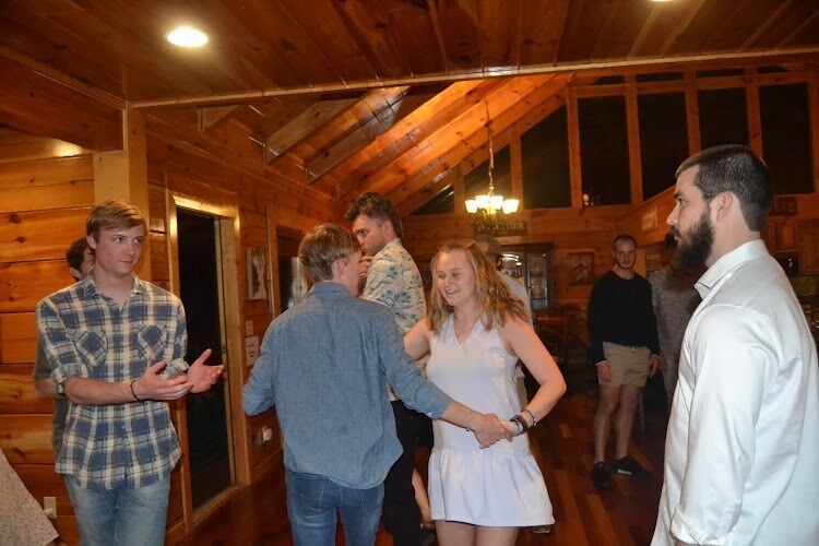 Just friends learning to dance together at a spring retreat with our college ministry.