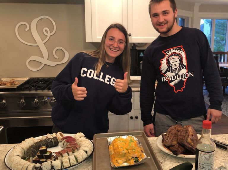 Erik's 20th birthday: we attempted to make homemade sushi and steaks!
