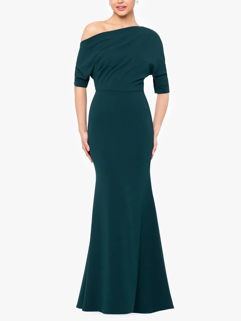 Green one shoulder grandmother of the bride dress from Betsy & Adam