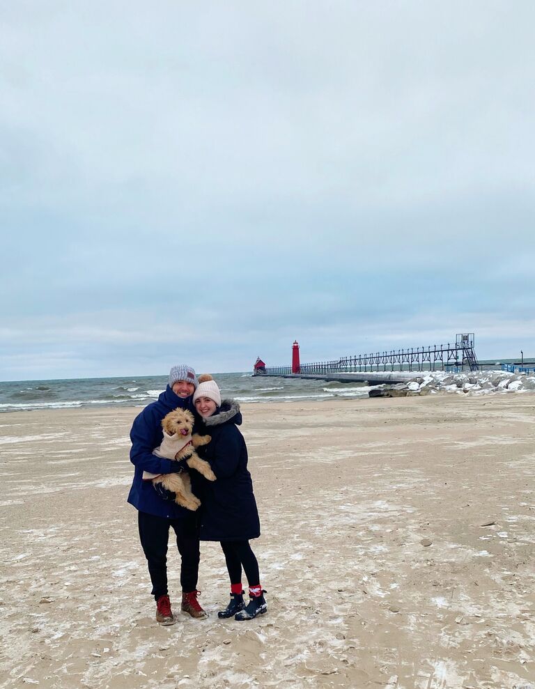 Snow on the beach in Grand Haven
