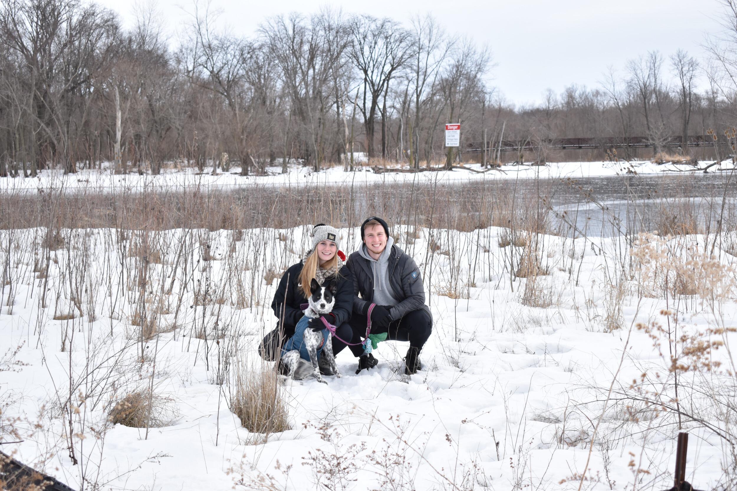 One of many hikes in Iowa City with Nala.