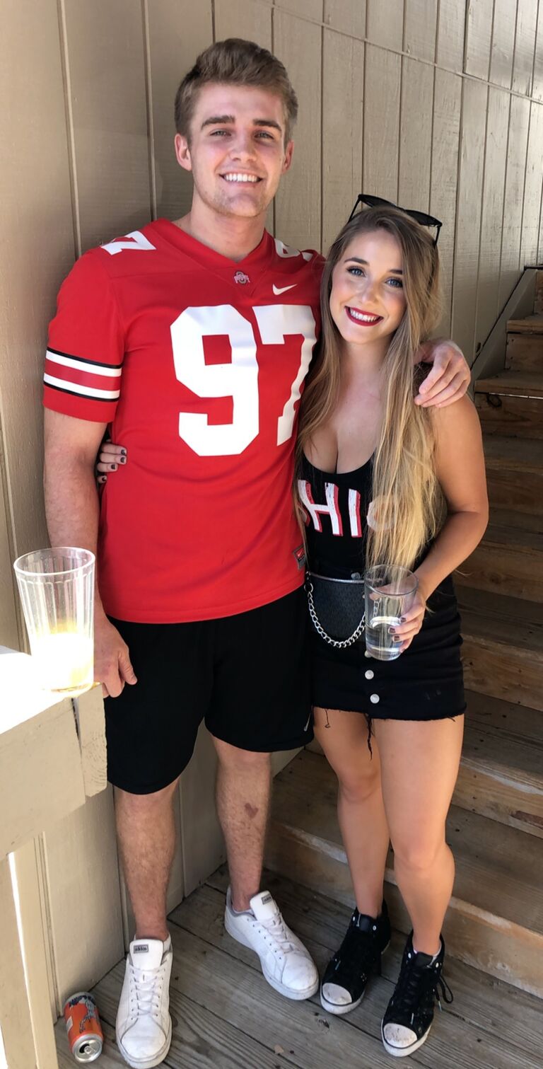 We met at Ohio State by our mutual friends Jacquelyn and Fil. As I add this picture to the timeline I realize this photo was taken on our wedding date 5 years earlier. I then realized this was the exact date Evan met my dad at the Ohio State football game. Wild! 