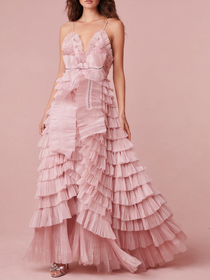 LoveShackFancy blush pink maxi wedding dress 
