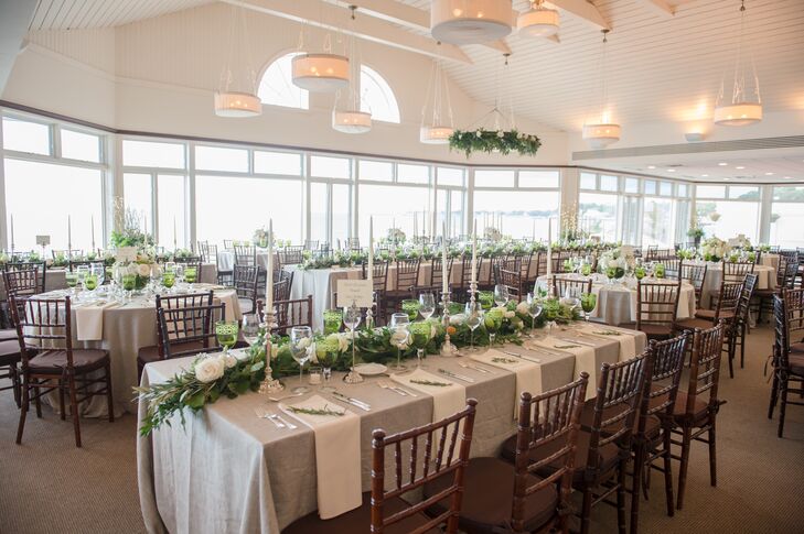 White And Green Reception At Wee Burn Beach Club