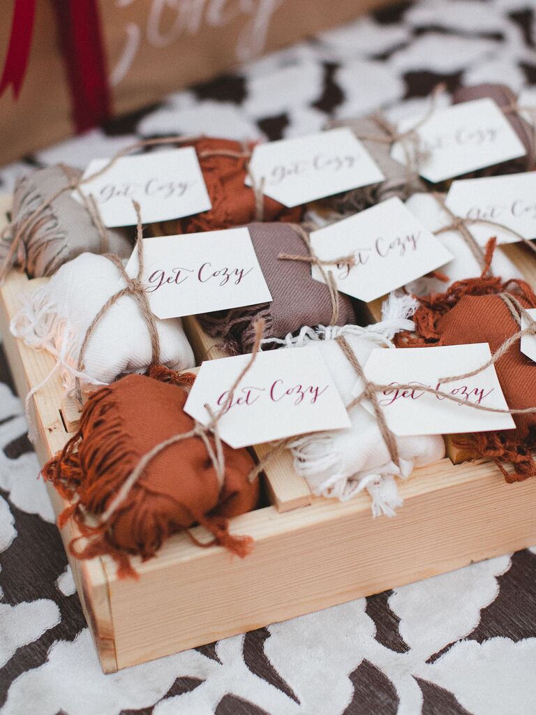 winter wedding pashmina wedding favors