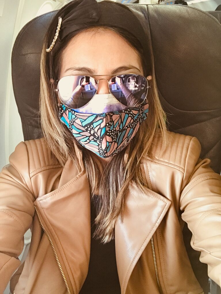 Julie traveling for the first time to Denver, face mask beacuse COVID!