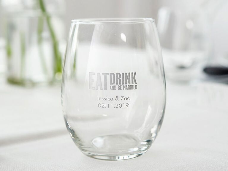 The Big Day Personalized Wedding Favor Beer Can Glass