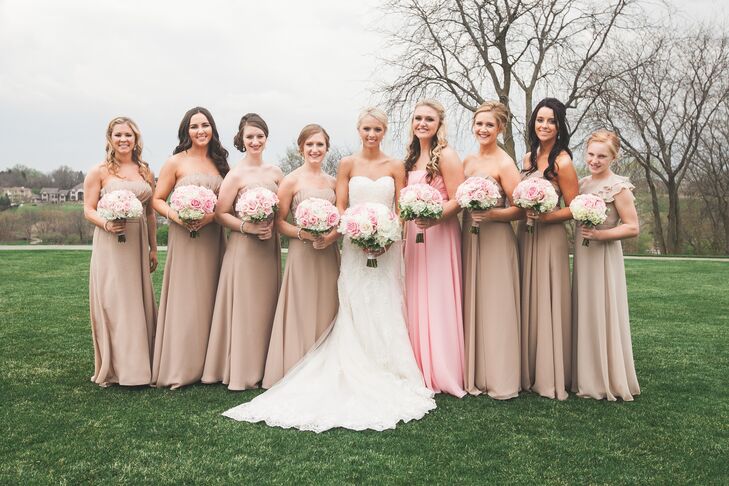 mocha pink bridesmaid dresses