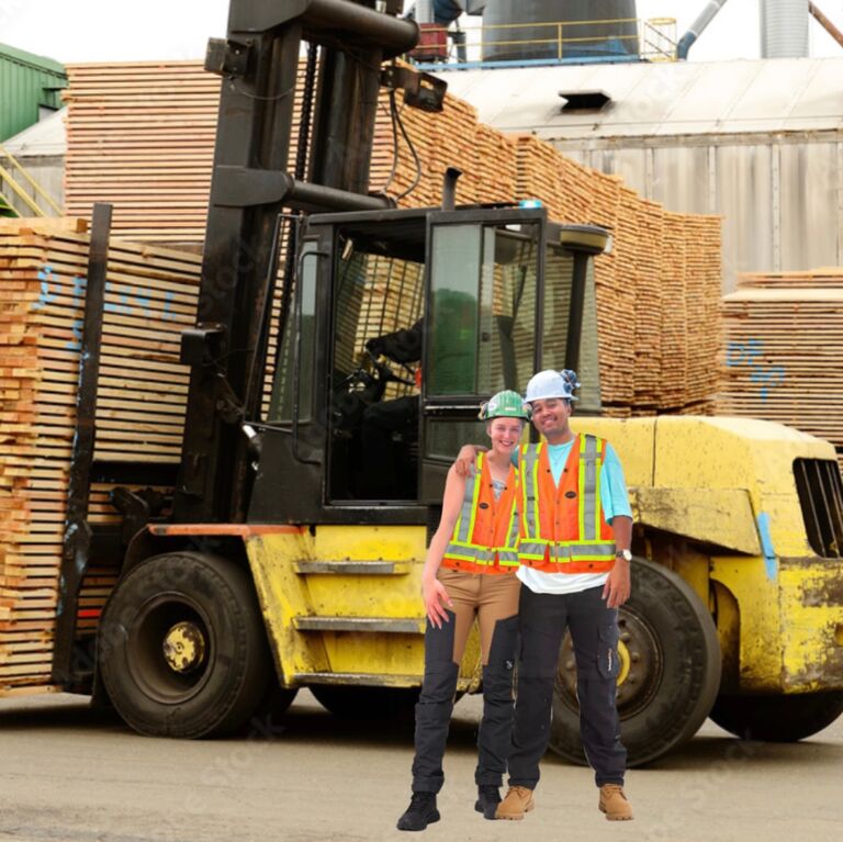 We met at Spruceland Millworks in Acheson, AB . He was a forklift driver and I was a yard worker :)