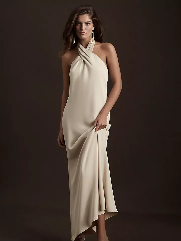 BHLDN Dylan One-Shoulder Satin Side-Slit Gown