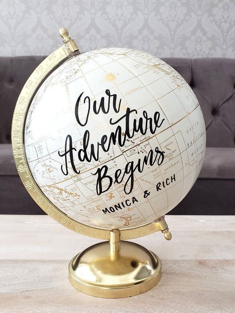 Personalized globe guest book for your bridal shower