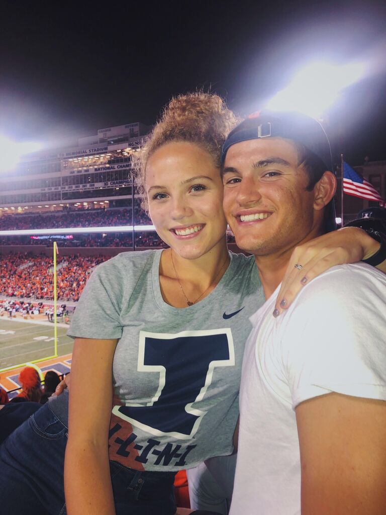 A little over a year later, the two are now sophomores in college. Baylee transferred to the University of Illinois as Andy continued at North Central College. The two celebrated three years of dating in this photo.
 