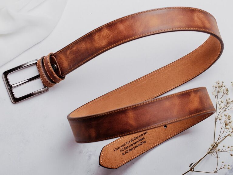 Personalized leather belt Valentine's gift for husband
