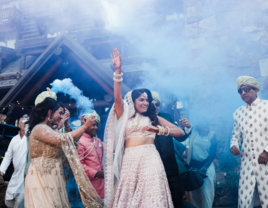 Baraat During Indian Wedding With Blue Smoke Bomb