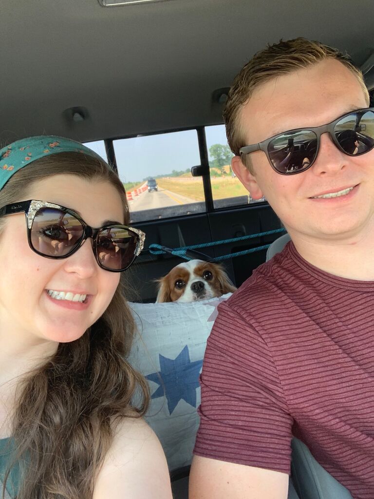 Matthew and Emily driving to Bloomington with Charlie to surprise Emily's twin brother, Jason!