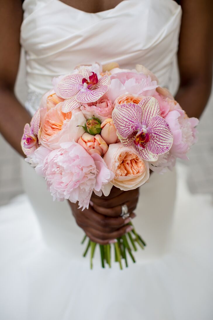 Pink Peony Garden Rose And Orchid Bouquet