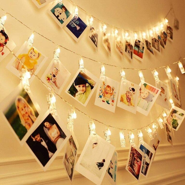 Photo clip string lights for your engagement party