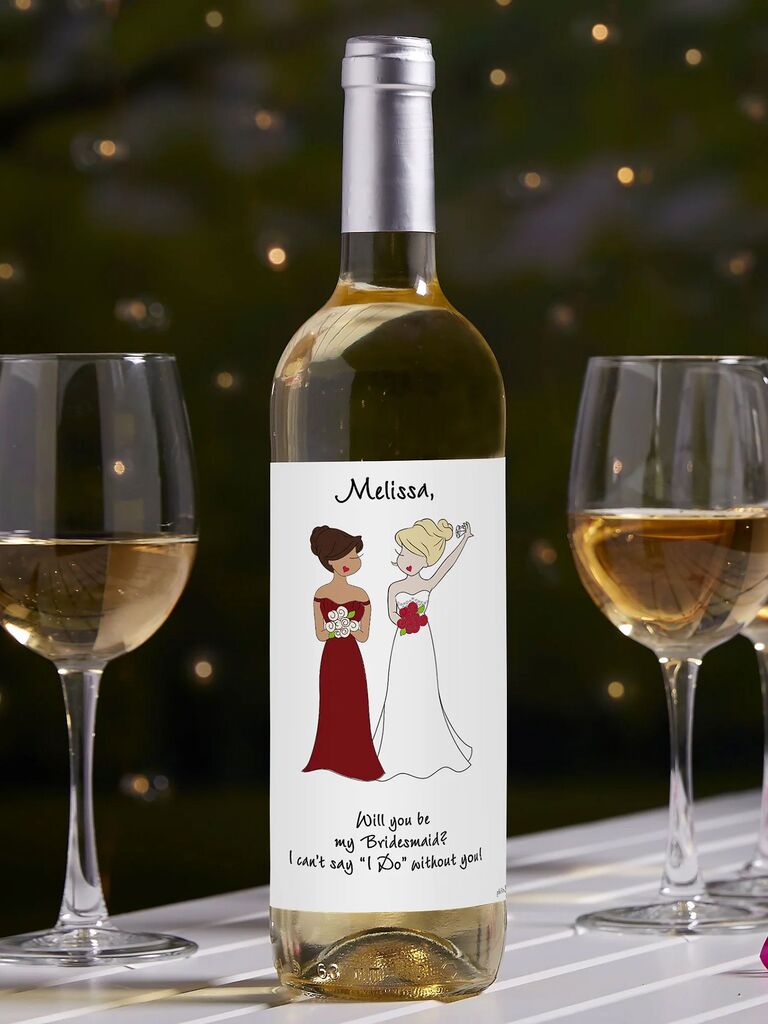 Custom wine labels bridesmaid proposal gift
