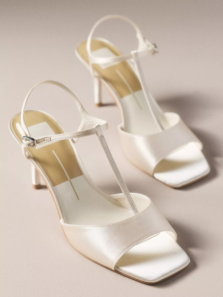 Dolce Vita white satin heels