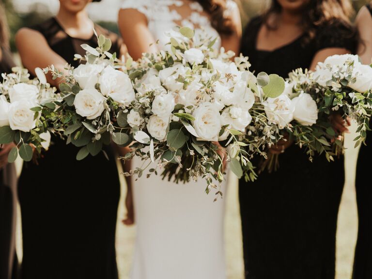 Dark Academia White Roses and Greenery Bouquet